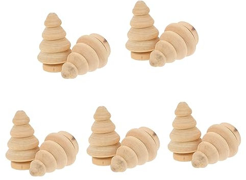 Tofficu 3 Sätze Holzschmuck Selber Machen Holzspielzeug Holztannenbaum Künstlich Fälschung Bäume Zum Basteln Unfertiger Weihnachtsbaum Aus Holz Diy- Für 10 Stück * 3