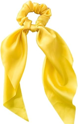 Elastico per capelli giallo con fiocco in raso per coda di cavallo, sciarpa per capelli, fascia elastica per capelli, elastici per capelli e cravatte accessori per capelli, accessori per acconciature