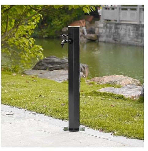 Support de tuyau d'arrosage extérieur sur pied avec robinet, robinet à colonne d'eau cylindrique vertical en acier inoxydable, fontaine d'arrosage antigel et antirouille, arrosage et lavage de vo