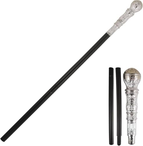 WickedFun® Goldener Zuhälterstock für Erwachsene, 90er-, 70er-Jahre, Hip-Hop, Halloween, Kostüm, Accessoire, Gangster-Stab, Uni, Herren, Damen, Erwachsene, Einheitsgröße