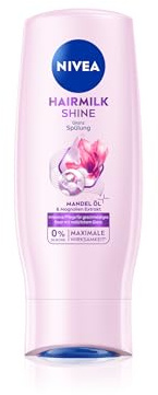 NIVEA Hairmilk Shine Glanz Spülung (200 ml), Haarspülung für glanzloses Haar, Conditioner für trockenes Haar mit Mandelöl und natürlichem Magnolien-Extrakt