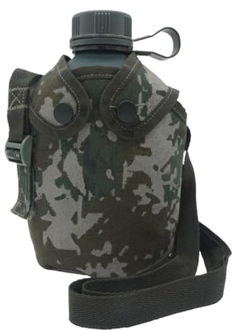 Bouteille d'eau militaire – Isotherme avec housse camouflage, gourde d'hydratation de randonnée de 1 L avec sangle, récipient pour boissons d'escalade