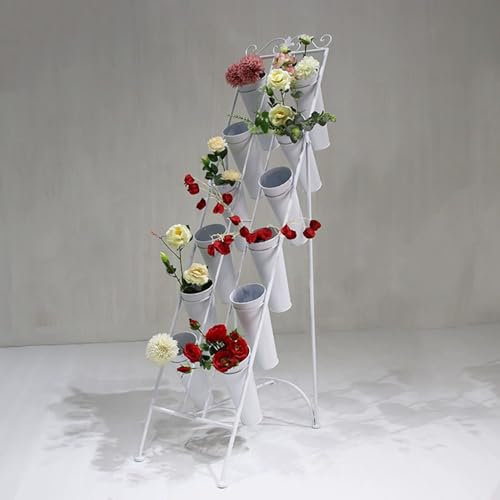 HYUFEIAO Espositore per piante da fiori in metallo con 12 secchi a 6 ripiani in ferro battuto per bouquet da fiorista per interni ed esterni, scaffale a scala per fiori, per casa, patio, balcone