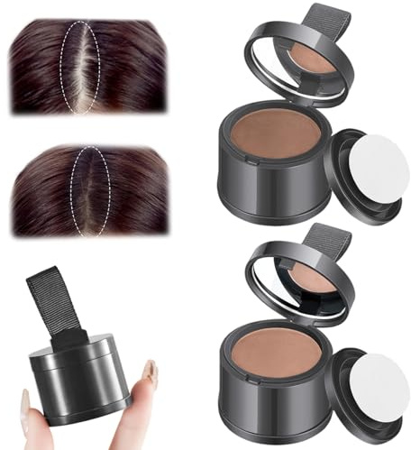 2Pcs Root Touch Up Powder Hairline Powder for Women Dark Brown ＆ Light Brown Hair Loss Concealer Water & Sweat Resistant Hairline for Thinning Women Men
