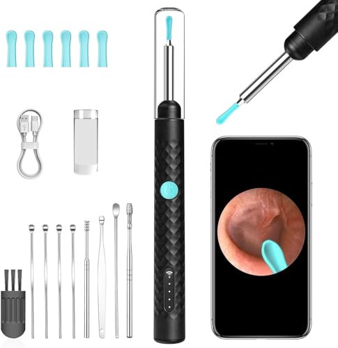 Otoscopio Pulizia Orecchie, 1296P 3,5mm Impermeabile Endoscopio, Pulizia Orecchie con 6 Luci LED, IP67 Lente impermeabile, Pulisci Orecchie con Telecamera per iOS, iPad e Android