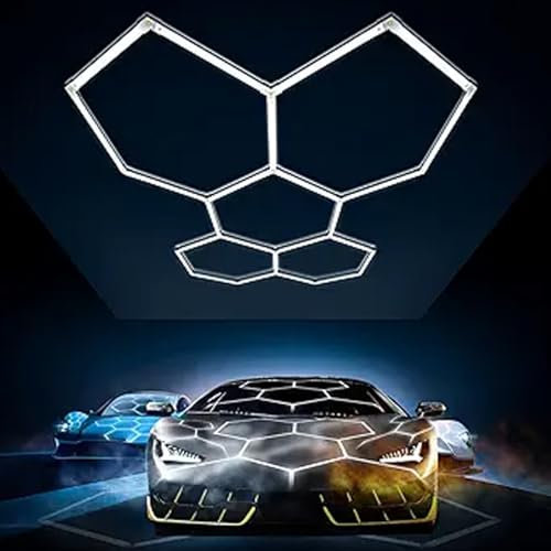 TimjAn Luz LED hexagonal para garaje, luz LED superbrillante para techo de taller, luz LED de panal para garaje, para almacén, taller, gimnasio, sótano(5 HEX(24 PACKS))