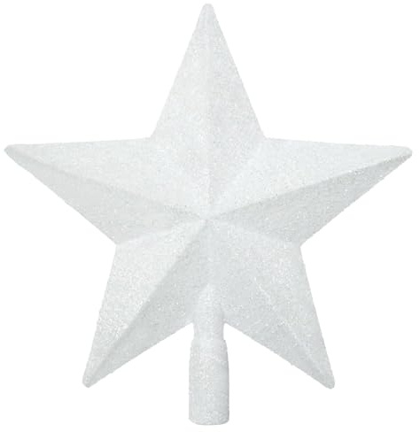 VEYLIN Weihnachtsbaumspitze 20cm Stern aus Kunststoff - Weiße Version mit Glitzer-Pulver Christbaum Spitze mit Sternform für Jede Baumspitze-Weihnachtsstern bruchsicher (weiß)