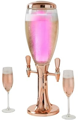 BONAFIDE Drink Dispenser With Tap Wine Cooler Tower – 3L Prosecco Holder Beverage Dispenser With LED Light Removable Ice Bucket – Stylish Bar Accessory For Parties Home Bar