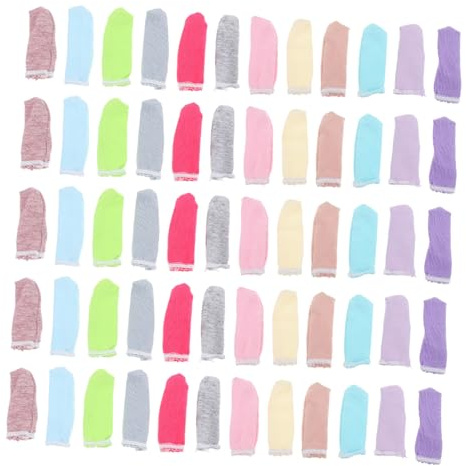 FONDOTIN 100pcs Breathable Cotton Finger Covers Elastic Protective Cots for Work Safety Cut-Resistant Finger Protectors for Sewing Gardening and Craft Use Fits