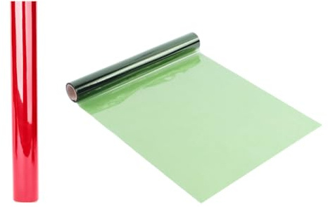 Ujjdwiurgh 2 Rouleaux de Papier de Cellophane de Noël, Rouleau de Cellophane, Papier D'Emballage Rouge et Vert, Largeur 40cm, pour Emballage de Panier-Cadeau, Collations et Stockage.