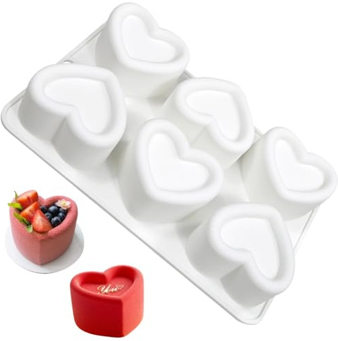 HGSHUO Stampo in Silicone Cuore Stampo per Torta Silicone Stampo San Valentino Stampi per Cioccolato Stampi per Cottura a Motivi Sapone Stampo da Forno Festa Della Mamma Matrimonio