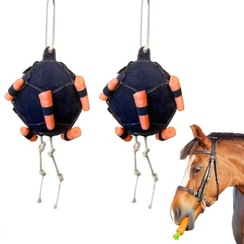 Générique Balle À Friandises pour Chevaux, 2Pièces pour Écuries, Balle Créative pour Nourrir Les Chevaux avec des Carottes, Anti-Ennui Équestre, Interactifs Distributeur De Friandises Et Porte-Foin
