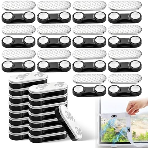 30 Pares Cierre Imanes Neodimio Imanes Adhesivos Iman Neodimio Plano | Reutilizables para Fijar Mosquitera Ventana Cortinas Identificadores Personales Posters Imagen para la Nevera Sin Taladrar