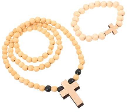 HOMOCONO Träpärlors Katolska Rosenkransar med Kristet Smyckeset för Bön och Meditation Katolskt Presentset för Kvinnor och Män
