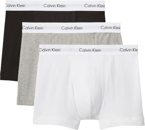 Calvin Klein herr bomull stretch boxershorts (3-pack), Flerfärgad (svart/vit/grå ljung), L