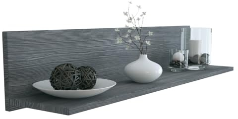 Vladon Wandregal Skadu, Made in Germany, Schweberegal mit praktischer Ablage, Avola-Anthrazit (97,5 x 18,5 x 18,5 cm)