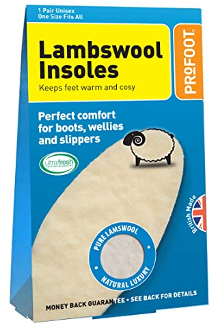 Profoot Lambswool Insoles - Full Length Shoe Inserts - Ideal for Cold Feet and Foot Discomfort - Perfect for Boots, Wellies and Slippers - Washable and Reusable - One Size Fits All - (2 Pack)