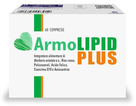 Armolipid Plus 60 Compresse, Integratore Alimentare con Berberis Aristata, Riso Rosso Fermentato, Acido Folico, Policosanoli, Coenzima Q10 e Astaxantina