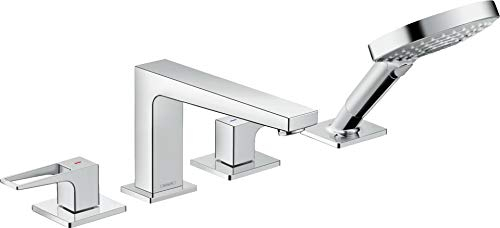 Hansgrohe 4-Loch Wannenarmatur Metropol F-Set Bügelgriff chrom Wannenrandmontage, 74552000