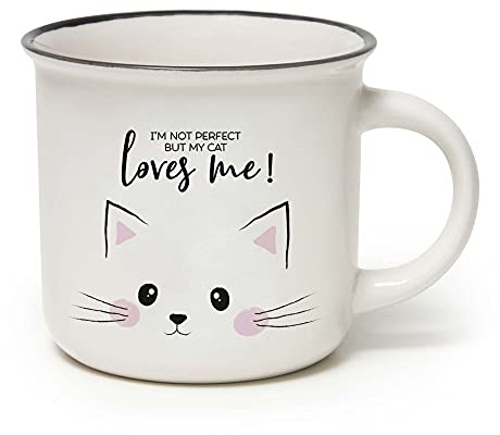 LEGAMI - Cappuccinotasse, Tasse aus New Bone China Porzellan, Motiv Kitty, Take a Break Kollektion, Fassungsvermögen 350 ml, spülmaschinenfest, mikrowellengeeignet, 9X10 cm