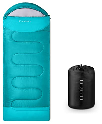 Coolzon Schlafsack Outdoor für Camping 3-4 Jahreszeiten, Erwachsene Deckenschlafsack Kleines Packmaß Ultraleicht Tragetasche, Weich Dick und Warm für Outdoor Camping, Reise, Wandern, Blau