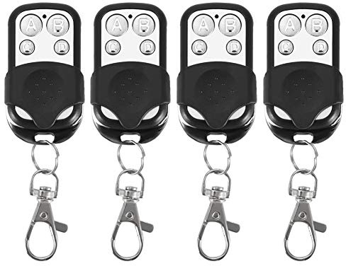 Yctze 4 Pièces Télécommandes Universelles sans Fil à Cloner Télécommande Porte-Clés Noir Argent pour Porte de Garage de Voiture 433,92 MHz