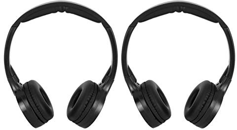 Wireless Car Headphones - 2 Channel IR Wireless Foldable Headphones for DVD Player, In-Car System, Plug n Play, No Delay