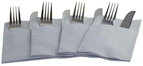 Grey Disposable Pocket Napkins Linen Feel Luxury Airlaid Paper 40cm Pack of 50
