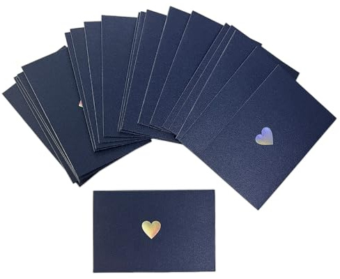 CZAKOMIX 40PCS Mini Briefumschläge Klein, Perlglanzpapier Umschlag, Geschenkkarte Umschlag, für Diy Hochzeit Weihnachten Valentinstag Geburtstagsfeier(Perlmuttartiges Seeblau) | Perlmuttpapier, Goldgeprägtes Herz, Einsteckdesign, 10,5 x 7 cm, Für Einladungen & Grußkarten (Perlmuttfarbenes Seeblau)