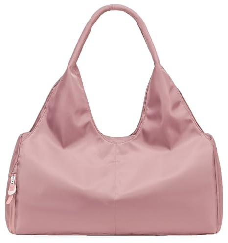 SIVENKE Borsa sportiva per uomo e donna con scomparto per scarpe e scomparto umido Weekender Borsa da viaggio per il tempo libero Borsa pieghevole palestra Borsa Shopping Bag, Rosa, 18.9 x 7.9 x
