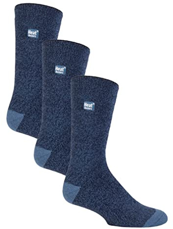 HEAT HOLDERS Lite - 3 Pair Multipack Mens Insulated Thermal Socks for Winter | Thin & Warm Socks for Dress Socks (6-11, Blue)