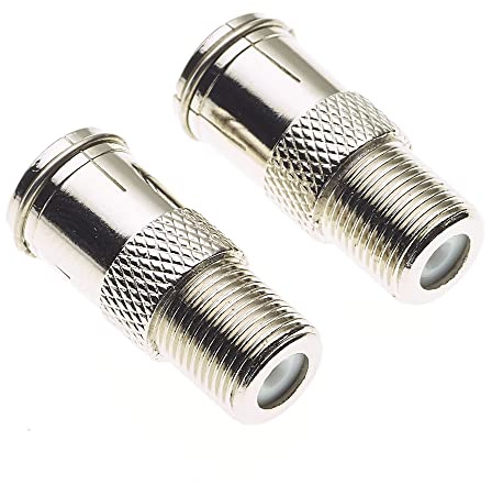 Keple F Type Socket To TV Coaxial Socket - Nickel Plated Zinc Body, Female Plug Jack Adapter Barrel, Converter For Satellite FM Coax Cable Antenna - Pack Of 2