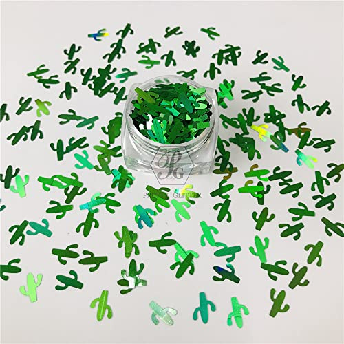 Confezione da 10 grammi – paillettes glitterate a forma di cactus per festival, rave bellezza, trucco, viso, corpo, unghie, decorazione artistica (LB600)