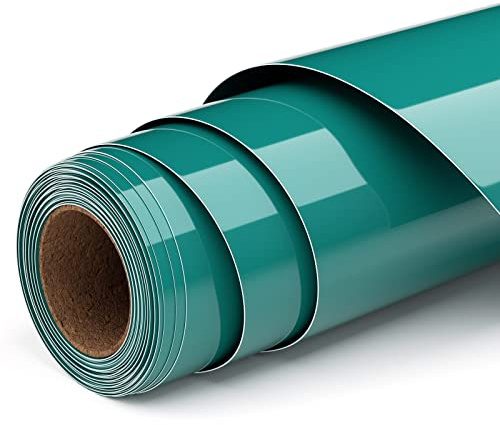 Ryebme Flexfolie Plotter Textil, 30.5 cm x 244 cm Plotterfolie Textil für T-Shirt, Einfach Zu Schneiden für Stoff Zum Aufbügeln Heat Transfer Vinyl Flexfolie (Blau Grün)