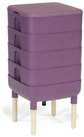 FCMP Outdoor - The Essential Living Composter, 4-Tray Worm Vermicomposter Bin, Plum