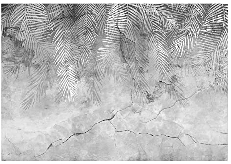 WallArena - Vlies Fototapete Blätter 416x254 cm - Fototapeten - Tapeten - für Wohnzimmer Schlafzimmer - Vliestapete Wandtapete Tapete 3D Effekt- inkl. Kleister - Grauer Beton