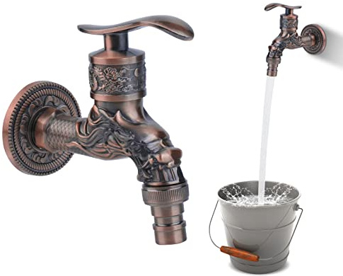 Robinet De Jardin Rétro Zinc: HOMURY Robinet Exterieur Jardin G1/2 Robinet Exterieur Jardin Antique Robinet Style Européen Robinet Exterieur Pour Maison Extérieur Cuisine Salle De Bain Rouge Antique