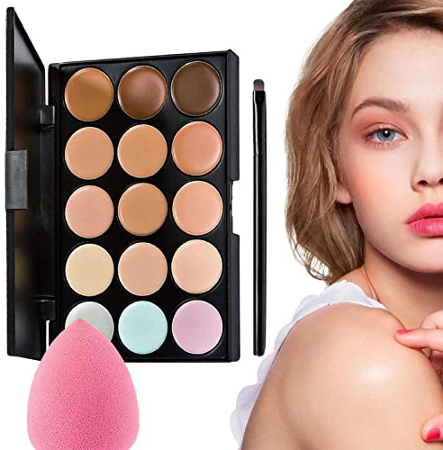 Teksome Palette di correttori 15 Colori,Kit per Trucco in Crema cosmetica Copertura Totale Pura - Face Contours Palette Long Lasting Professional Makeup Contouring Kit, Corrector