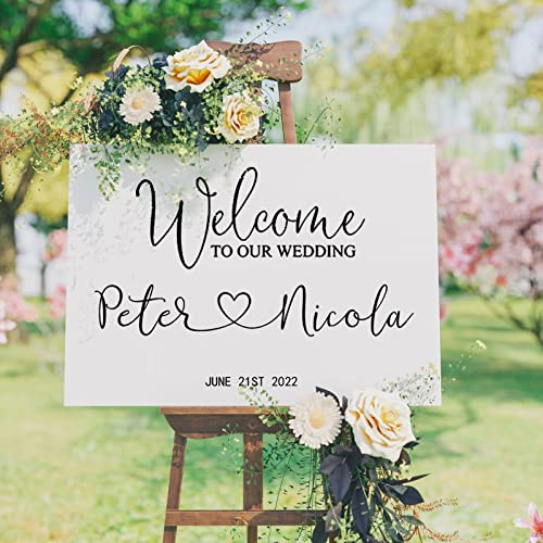 FIONEL Cartello D'ingresso di Benvenuto for Matrimonio Personalizzato, Cartello D'ingresso di Benvenuto for Matrimonio Personalizzato, Personalizzato con I Tuoi Nomi E Date, Fidanzamenti Decalcomanie