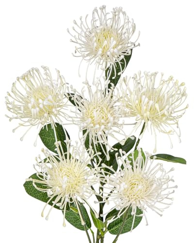 Kunstblumen Chrysanthemen Dekoration mit 6 Chrysanthemen Blütenköpfe 2er-Set Künstliche Spinnen Dekoration für Herbstdeko Heimdekoration, Hochzeit, Garten Party Dekoration Blumenarrangement, Beige