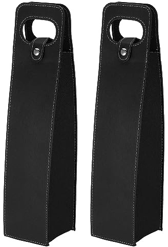 PATIKIL 2 Packung Wein Geschenktasche Weinbeutel Wein Tragetasche Schwarz | Champagne Geschenksäcke, Leder, Wiederverwendbar, Für Wein Flaschen, Tragbar, Für Picknick Party Hochzeit