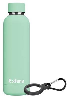 Exllena Borraccia Termica 500 ml - Bottiglia Termica Doppio Vuoto Mantenere Calore/Freddo - Senza BPA - 100% A Tenuta Stagna con Anello per Tote (Menta)