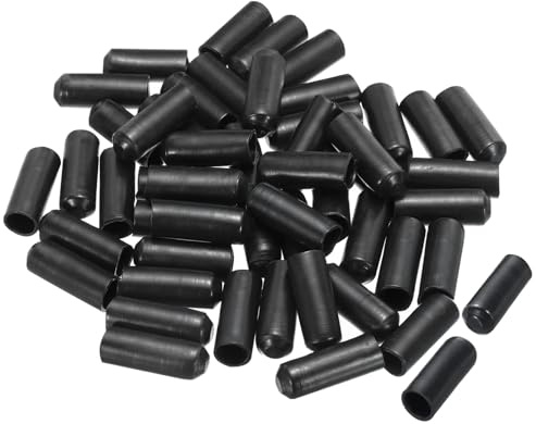 sourcing map 50 Stück Schrumpfendkappen 30mm Länge Gummi Endkappen Schwarz | Gummikappen Hitzebeständig Schrumpfschlauchkappen, Schrumpfkappen, 10mm ID, 2:1 Schrumpfverhältnis, Mit Kleber