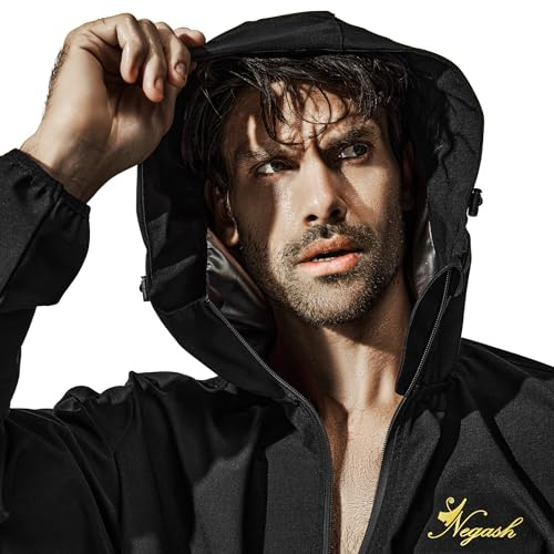 Negash Suit Trajes de Sauna, Chamarra Negra, X-Large para Hombre