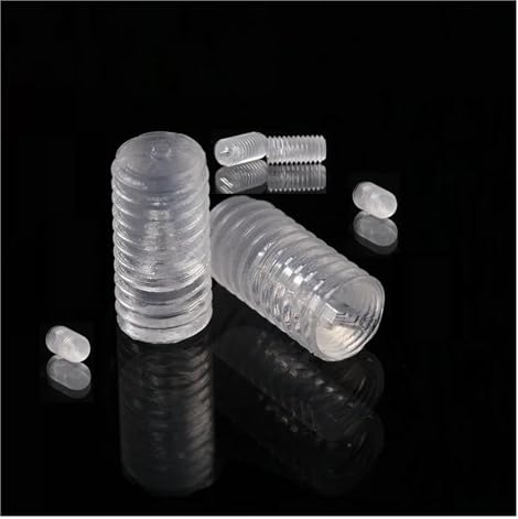 TULDYS 1000PCS M3 M4 M5 M6 M8 Metrisches Gewinde Acryl Madenschrauben Transparente PC-Schrauben Klarer Kunststoff selbstschneidende Schlitzschraube(M6x10mm)