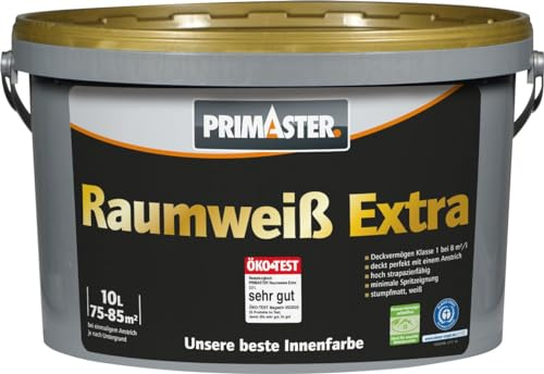 Primaster Raumweiß Extra Wandfarbe konservierungsmittelfrei 10 L weiß matt Innen- & Außenfarben