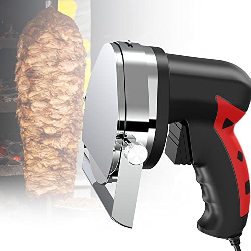 MLUENF Electric Kebab Slicer, 80w Professional Turkish Kebab Knife Stainless Steel Commercial Gyro Cutter with Blades Φ3.93/100mm Adjustable Thickness 1-8 Mm