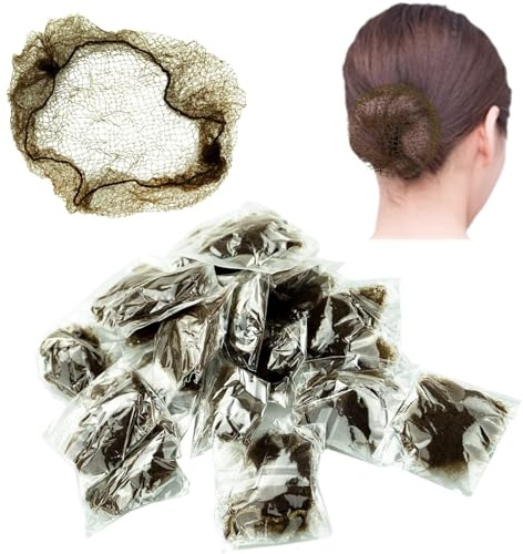 20 Pcs Hair Nets, Hair Bun Holder Hairnets for Bun Hair Nets Invisible Elastic Edge Mesh Ballet Bun Net Holder for Women Girls Dance Nurse Wig Fixing Hair (Coffee)