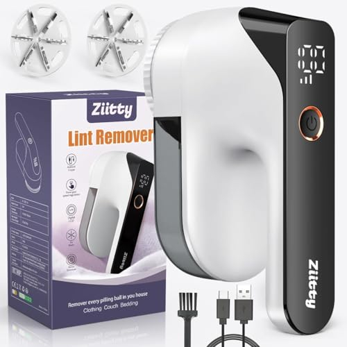 Ziitty Leva pelucchi Elettronico, Viene Fornito con 3 Lame da 6 in Omaggio, Display LCD, Cavo di Ricarica Type-C, Piccola Spazzola, Adatto a Tutti i Tessuti, Grande Regalo di Famiglia per le Donne