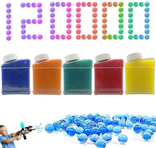 Gel Blaster Pistolet Ammunition 120 000 pièces, Lot de 5 balles 7-8 mm, Recharge de munitions pour Pistolet Blaster, balles électriques
